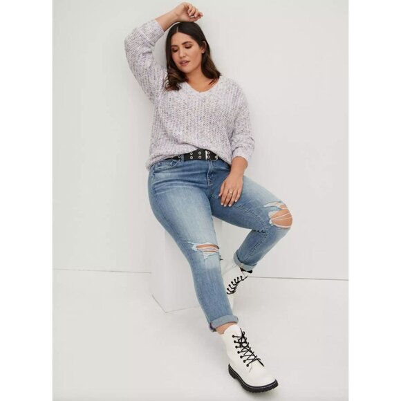 NEW Torrid Womens Plus 2X V Neck Pullover Sweater Multicolor Knit - Picture 3 of 15